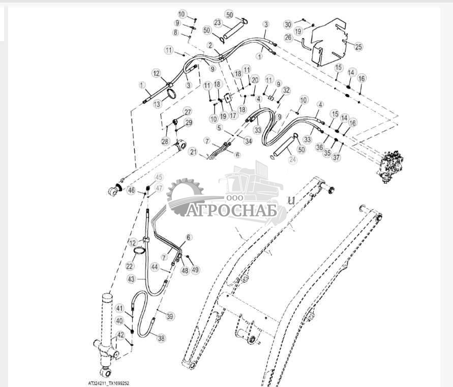 Трубопроводы погрузчика, 2 функции, правая сторона (204988 